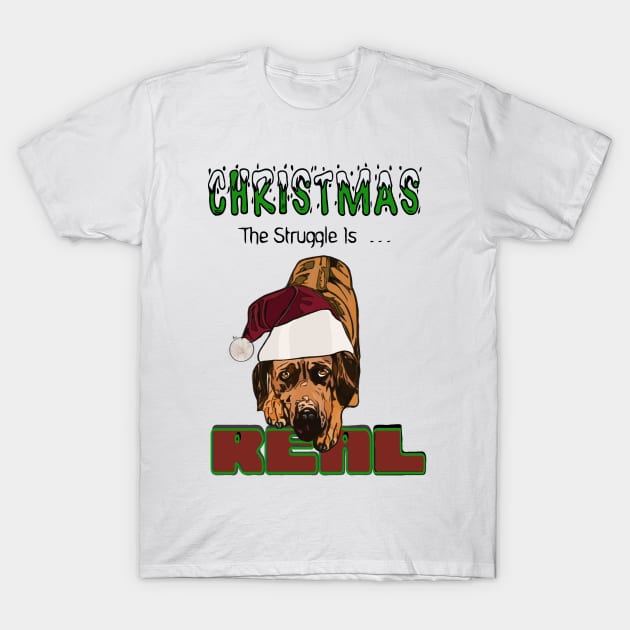 Rhodesian Ridgeback Christmas The Struggle Is Real Art T-Shirt by NikkiBear67